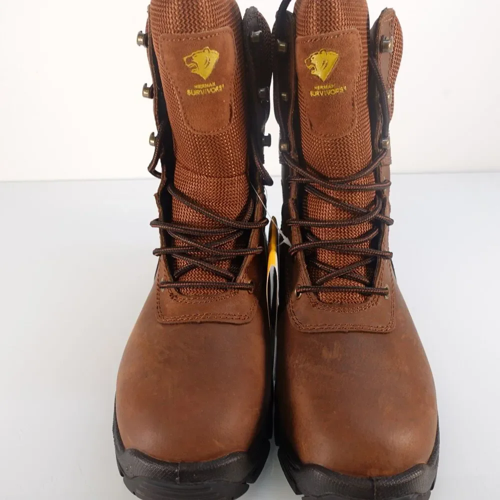 Herman Survivors Jason III Mens Steel Toe Work Boots Brown Leather Size 7.5W New
